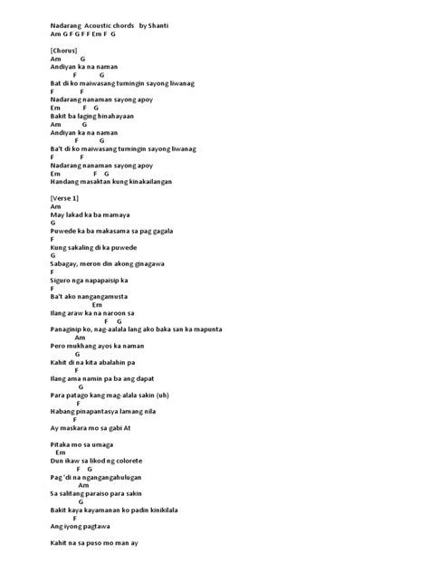 Nadarang Acoustic Chords .